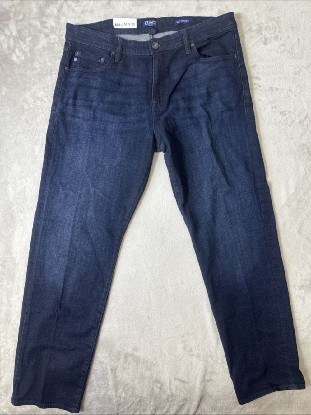 Chaps slim straight dark wash jeans mens 36x32 stretch